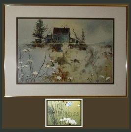 Gorgeous Signed Watercolor by Pat Norton  1983; a Well known artist from Michigan-One of 3 Available 