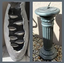 Outdoor Water Fountain and Sundial 