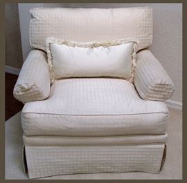 Plush Comfy Thomasville Chair Upholstered in Fabric that Matches the Pillows for the Sofa and Love Seat 