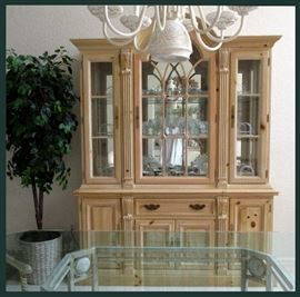 Solid Wood Link-Taylor of North Carolina China Cabinet with Dove Tailed Drawers, Glass Shelves and Silverware Drawer  