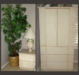 Very Elegant Master Bedroom Set showing one of two matching nightstands and Tall Chest of Drawers