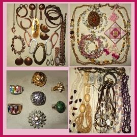 More Costume Jewelry; in addition to the jewelry shown there are many pieces of jewelry bagged up for designers and crafters 