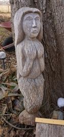 Carved wooden mermaid