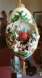 Diorama egg Christmas ornament signed by Gloria