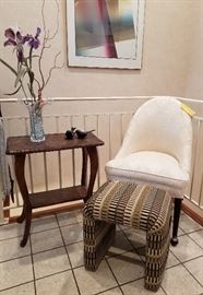 Slipper Chair Ottoman Carved Table