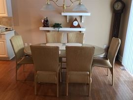 Ethan Allen wicker dining table seats six