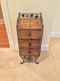 Wicker stand with three drawers