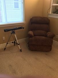 One month old lazy boy recliner and telescope