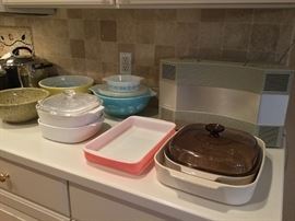  Vintage Pyrex and corning ware, Bose acoustic wave digital tuner stereo CD player