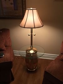 Brass table lamp with elephants