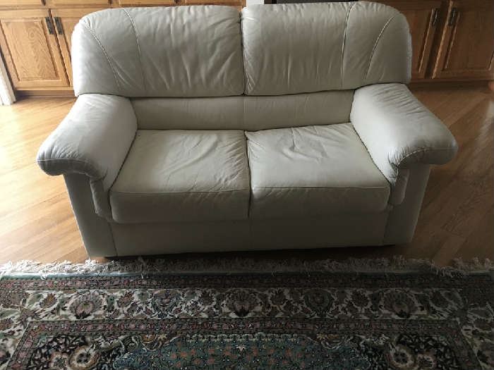 Neutral Leather Love Seat