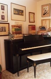 Story and Clark Black Lacquer Piano w/ Bench 