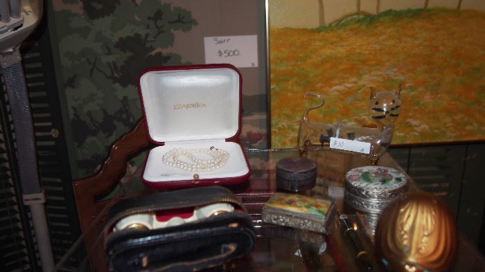 Majorca Pearls, Vintage Opera Glasses and Ring Box
