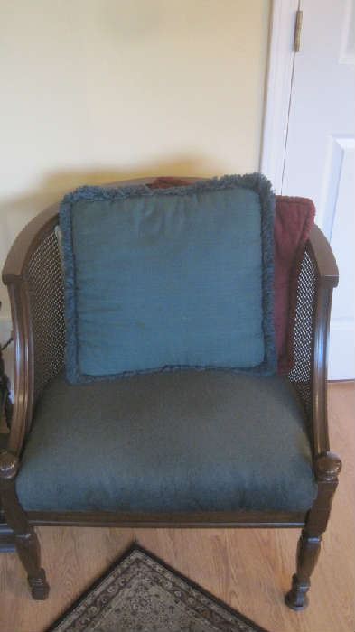 Upholstered cane sided chair
