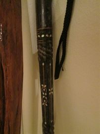 Mother of Pearl inlay on walking stick
