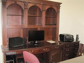 Office Credenza, desk and file cabinet.