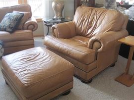 Leather Armchair & Ottoman by Thomasville.
