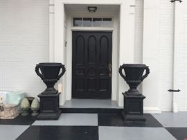 PAIR OF MATCHING ANTIQUE CONCRETE URNS