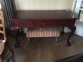 CONTEMPORARY GEORGIAN DESK AND OTTOMAN