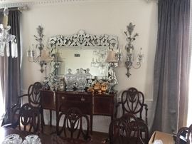 HEPPLEWHITE SIDEBOARD WITH VENETIAN MIRROR