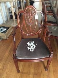 CONTEMPORARY SET OF TWELVE (12)  GEORGIAN STYLE MAHOGANY CHAIRS MANUFACTURED BY GEORGIAN FURNITURE COMPANY FOR  M. S. RAU IN NEW ORLEANS