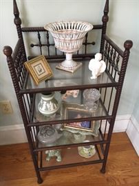 Victorian display shelf $130 or best offer and it's ceramic and porcelain contents available for reasonable prices (frames not included).