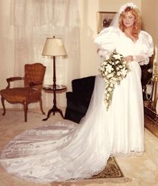 BRIDAL DRESS in the style of Lady Diana's gown, size 9-10 (can be cut down) $275 or best offer. Veil and bouquet not included.