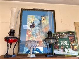 Two Matching Victorian Style Oil Lamps