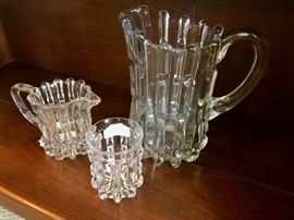 Vintage Imperial Glass Broken Column Glass Pitcher, Creamer & Cup