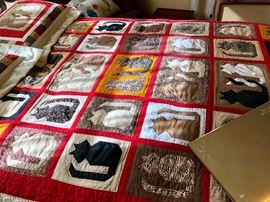 Handmade cat quilt with shams
