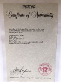 Parkwest Gallery Lithograph, STATUE OF GOLD by Emile Bellet.   Print measures 17 1/2 x 20 1/4".   With frame measures 22 x 24 1/2".  