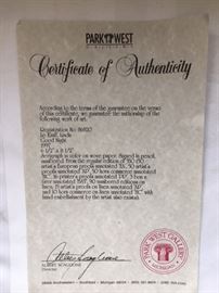 Parkwest Gallery Sirograph, GOOD NIGHT by Linda LeKinff.   Print measures 13 1/2 x 12".  With frame, 17 x 15 1/2'.