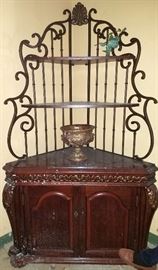 Ornate corner shelf unit
