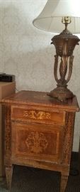 Inlaid night stand to three piece set