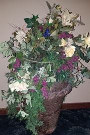 Large terracotta pot of silks