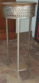 Round metal stand with wooden top