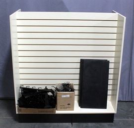 4-Sided Slatwall Gondola Floor Display Merchandiser Unit with Large Assortment of Brackets, Hooks, and 2 Shelves, 48"W x 53"H x 23.5"D