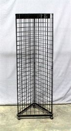 Black Triangle Wire Grid Tower with Base and Casters, 2'W x 6-1/2'H