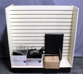 4-Sided Slatwall Gondola Floor Display Merchandiser Unit with Large Assortment of Brackets, Hooks, and 2 Shelves, 48"W x 53"H x 23.5"D