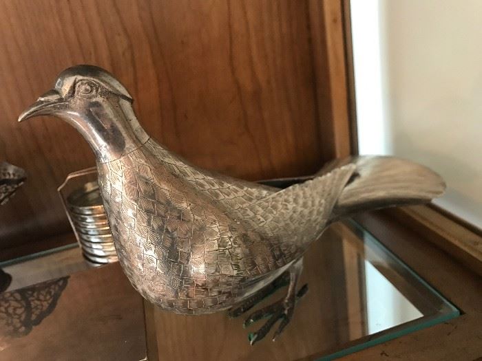SOLID SILVER ENGLISH SILVER PHEASANT- LARGE!!!