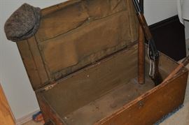 World War I wooden trunk with canvas lined lid, Daisy 1940s/1950s Red Ryder BB rifle