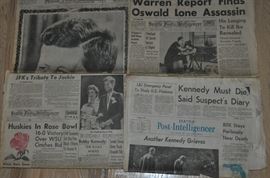 Newspapers vintage 1940s to 1990s -- WWII, Nixon Impeachment, Kennedy Assassination, Lee Harvey Oswald, Mt. St. Helens, Kingdome, Martin Luther King, Moon Walk