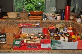 Miscellaneous kitchen gadgets, candles, candleholders