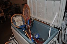 Badminton sets, Igloo ice chest