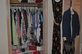 Ladies' clothing including hats, coats, gloves, slacks, jackets, dresses, shoes, etc.