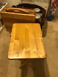  Wood and glass table, TV Trays, and Bowls  http://www.ctonlineauctions.com/detail.asp?id=680838