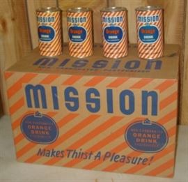 Case Of 48 - 1954 Mission Orange Drink Cans In Original Box