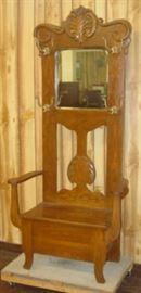 Oak Hall Tree w/Carvings