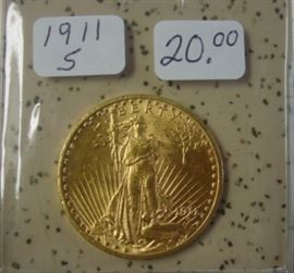 1911-S Gold $20.00 Coin