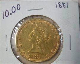 1881 Gold $10.00 Coin